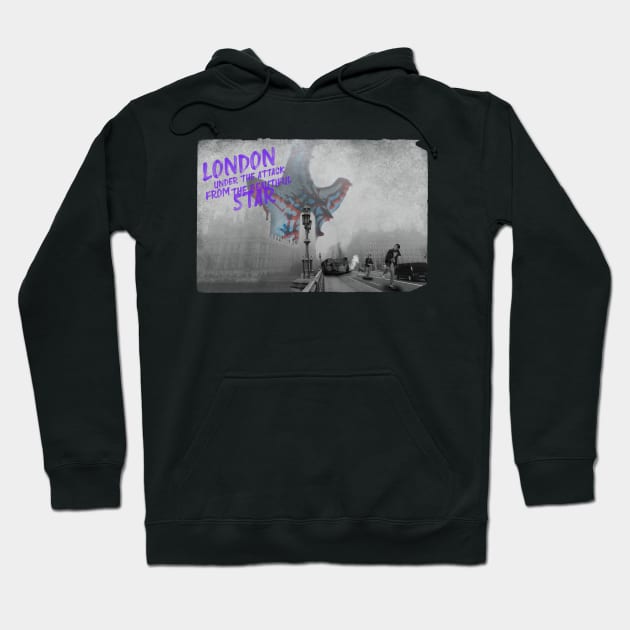 London under the attack from the beatitful star Hoodie by CrawfordFlemingDesigns